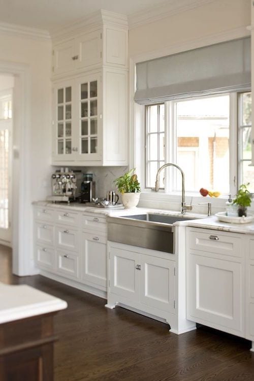 Large farm style stainless kitchen sink