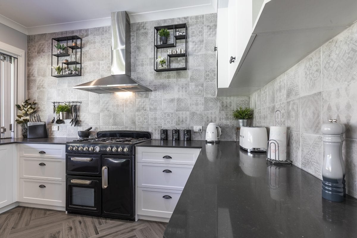 Dark gray and black kitchen renovation