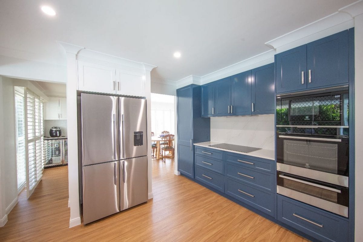 Beautiful custom blue kitchen cabinets