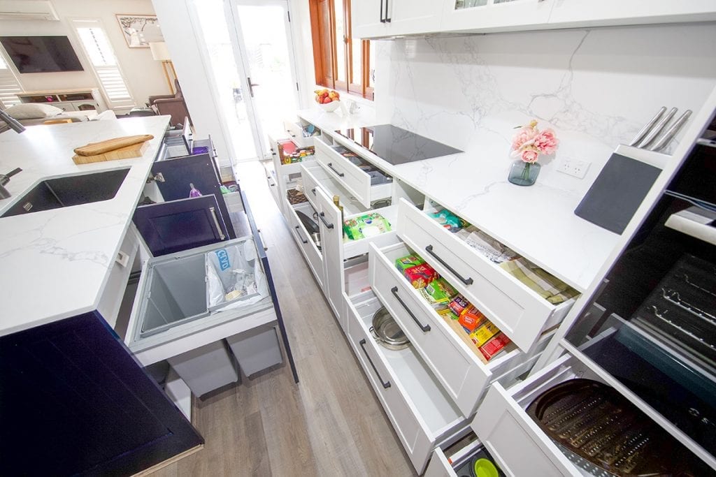 Top down view of kitchen storage space