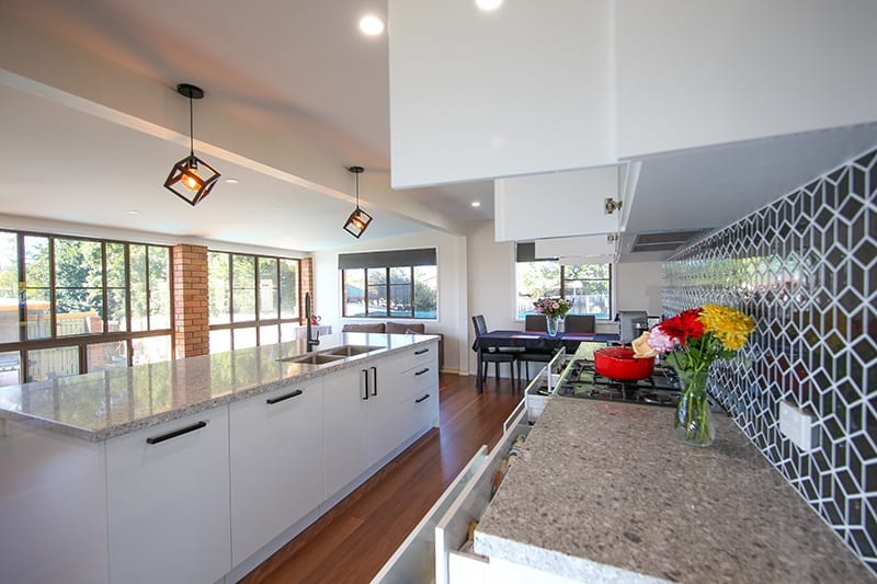 Side view of new kitchen renovation