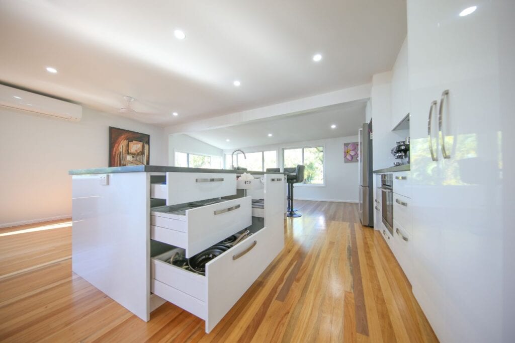 Large Storage draw under island bench for Pots and Pans