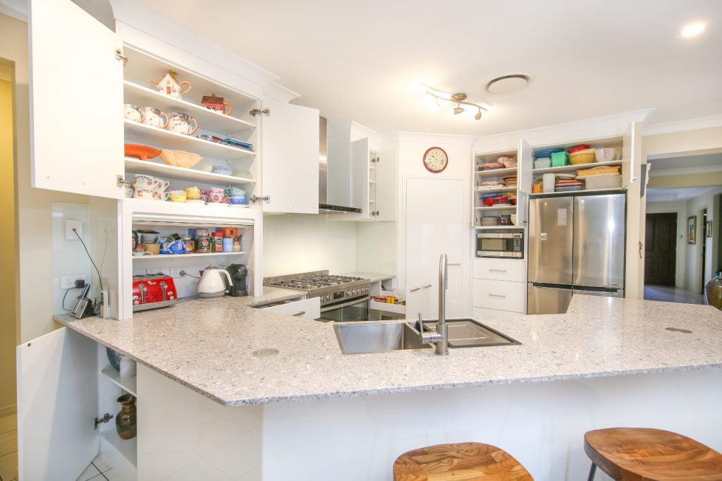 Kitchen Setting with Open Cabinets