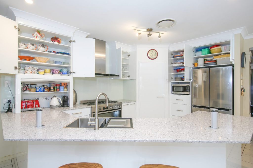 Kitchen Setting with Open Cabinets