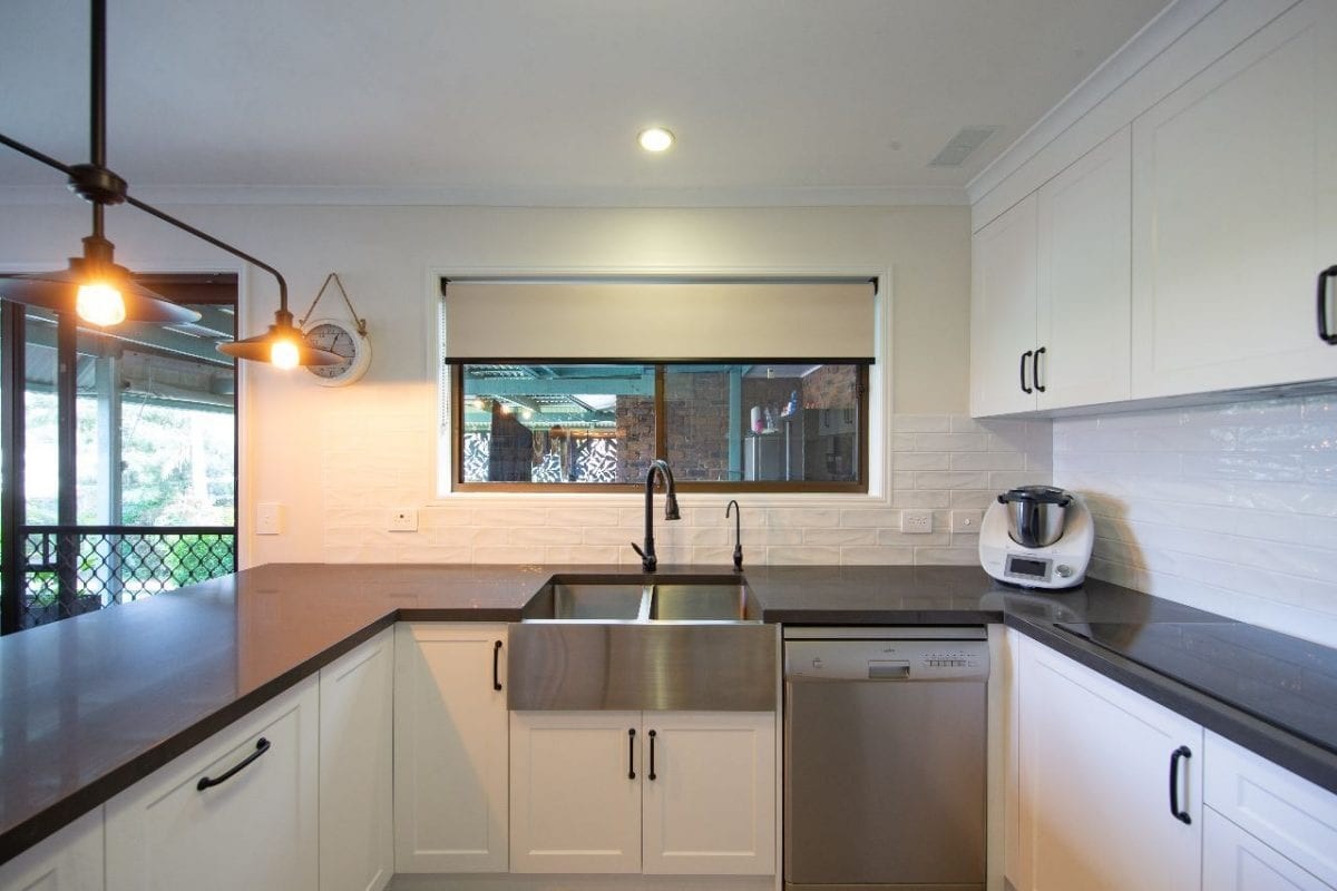 Large stainless steel farmhouse sink